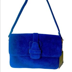Banana republic blue suede shoulder bag brand new with tag